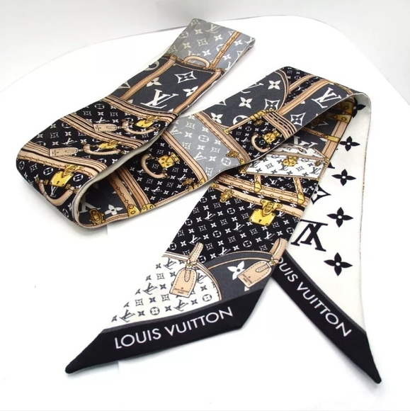 Auth Louis Vuitton 2 Monogram Let's Go BB Silk Twillies - Picture 7 of 8